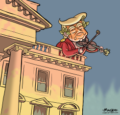 TRUMP FIDDLES, AMERICA BURNS by Graeme MacKay