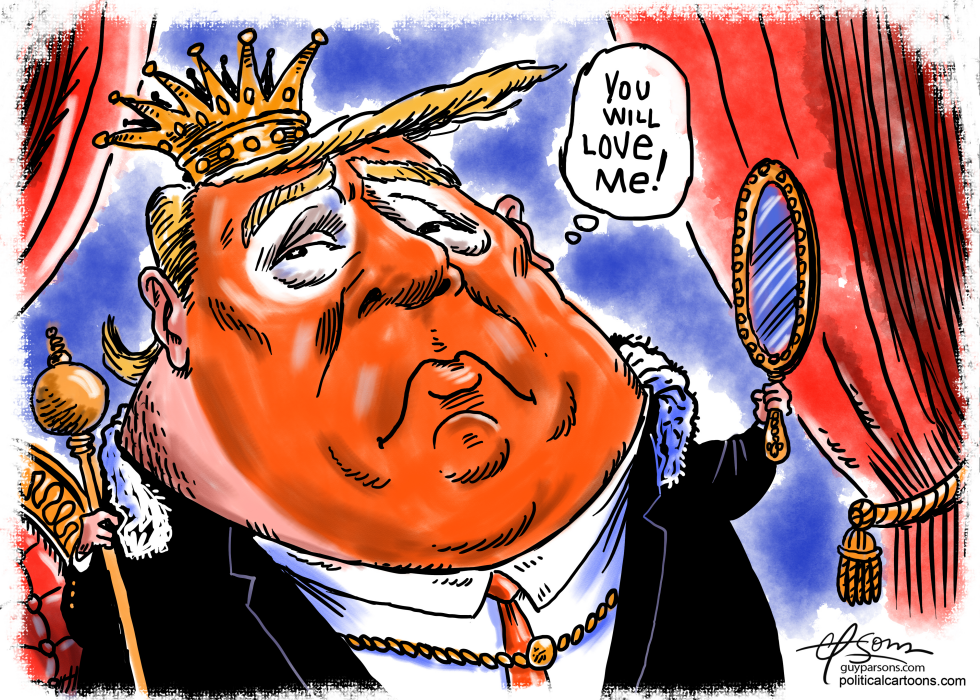 Trump as King Demands Love in Mirror
