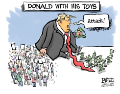 TRUMP PLAYS WITH HIS TOY SOLDIERS by Jonathan Brown