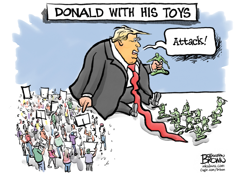 Trump Plays with His Toy Soldiers