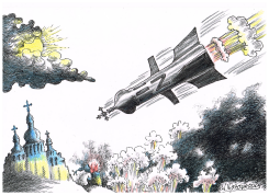 RUSSIAN ROCKET DAMAGED CATHEDRAL IN KYIV by Vladimir Kazanevsky