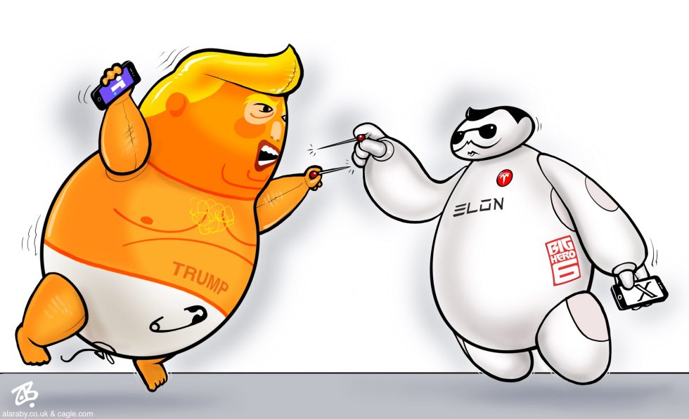 Elon Trump Balloon BigHero Fight Tesla Pin