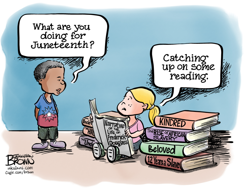 Brown imagines Juneteenth observed through reading the history of slavery.