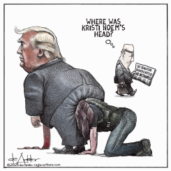 KRISTI NOEM'S HEAD UP TRUMP'S ASS by Michael de Adder