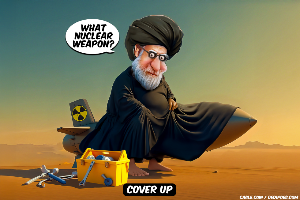 Ali Khamenei sitting on nuclear missile