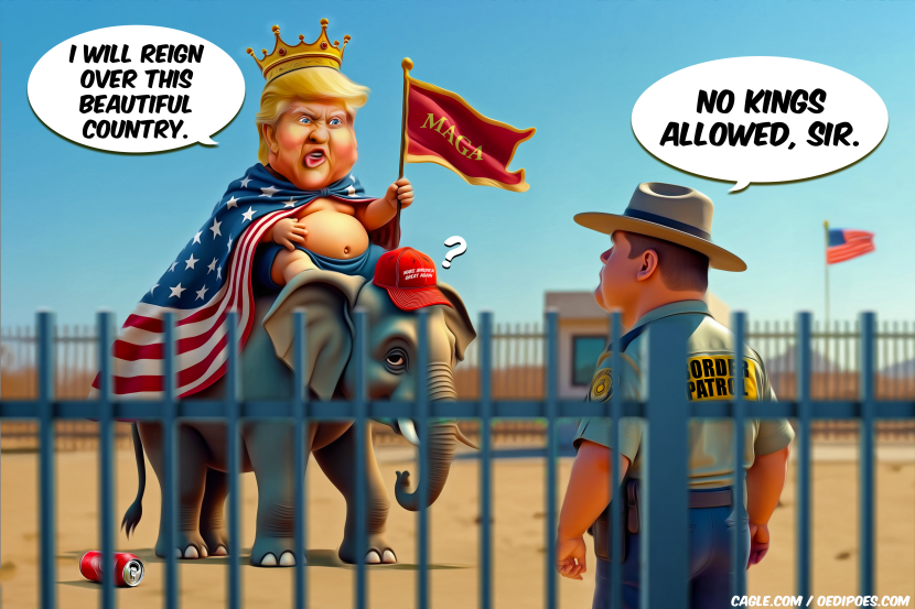 King Trump riding elephant