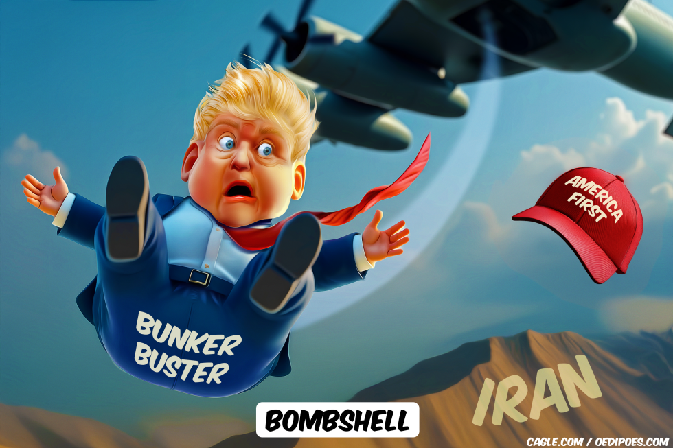 Trump falling out of plane