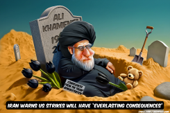ALI KHAMENEI LAYING IN OPEN GRAVE by Bart van Leeuwen