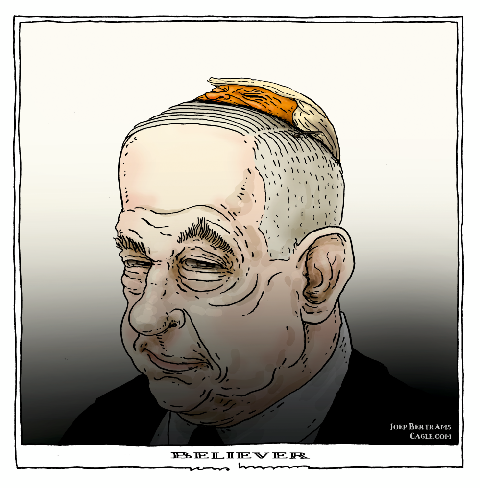 Netanyahu wearing a Trump kippah