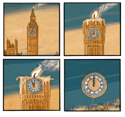 THE CLOCK IS TICKING ON CLIMATE CHANGE ACTION by Peter Kuper