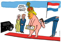 NAKED EMPEROR TRUMP KISSED ASS BY NATO by Schot