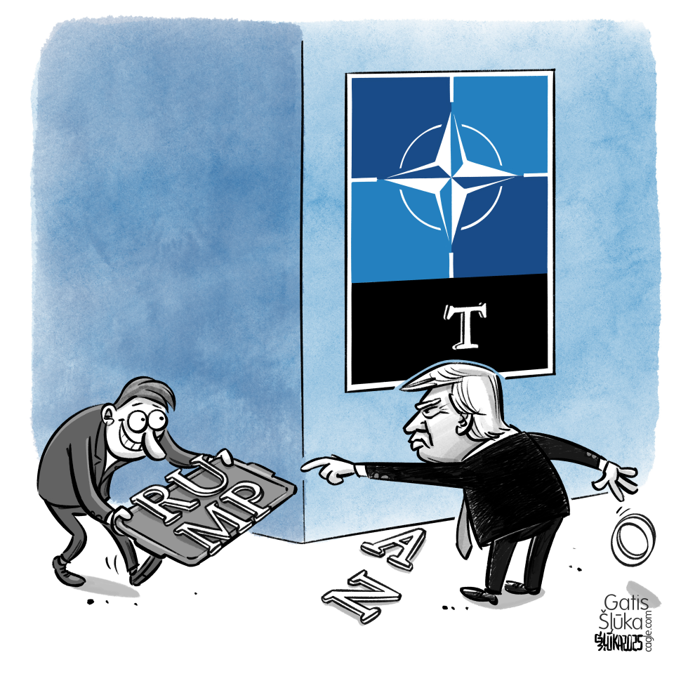Trump is taking off NATO letters from logo