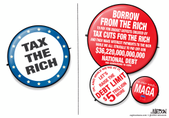 TAX THE RICH AND OTHER POLITICAL BUTTONS by R.J. Matson