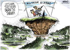 ALLIGATOR ALCATRAZ DETENTION CAMP by Dave Whamond