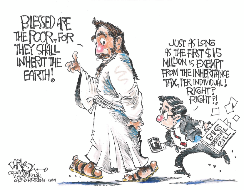 The Rich Shall Inherit the Earth: Tax Exemption Twist in Biblical Satire
