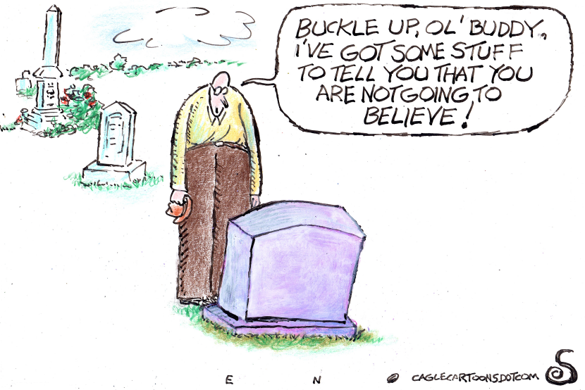MAN AT THE GRAVE OF A FRIEND