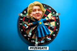 VON DER LEYEN TIGHT ON DARTBOARD by Bart van Leeuwen