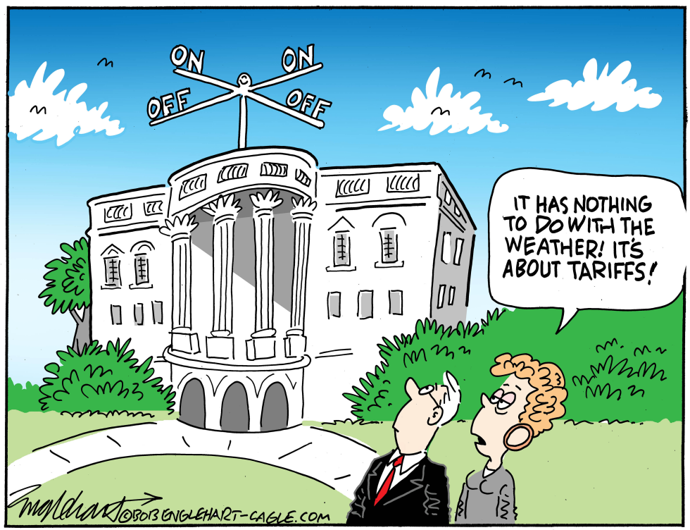 Trump Tariff Flip-Flops Likened to Faulty Weather Vane at White House