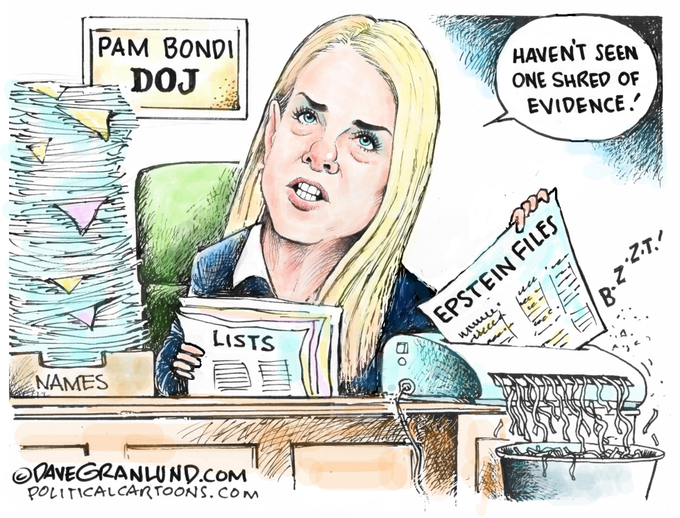 Pam Bondi denies seeing Epstein evidence while shredder destroys files