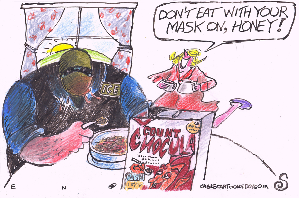 ICE AGENT EATS HIS BREAKFAST