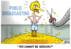 BIG BIRD PROTESTS FEDERAL FUNDING CUT by R.J. Matson
