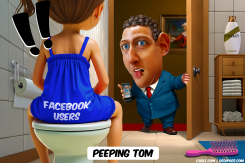 ZUCKERBERG ENTERING BATHROOM WHILE GIRL ON TOILET by Bart van Leeuwen