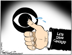 CBS CANCELS COLBERT LATE SHOE by Bob Englehart