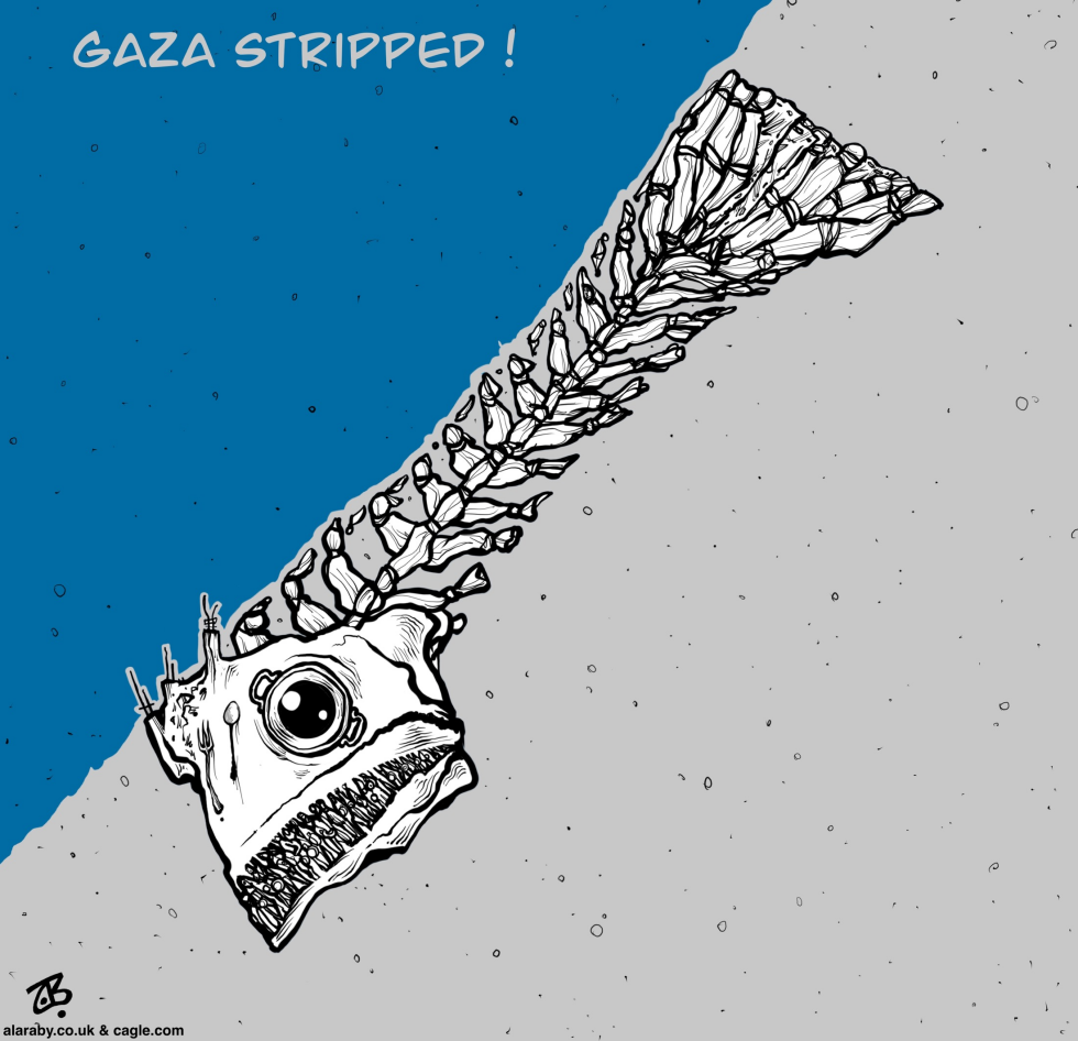 Gaza Strip Map Fish Starvation Skeleton War