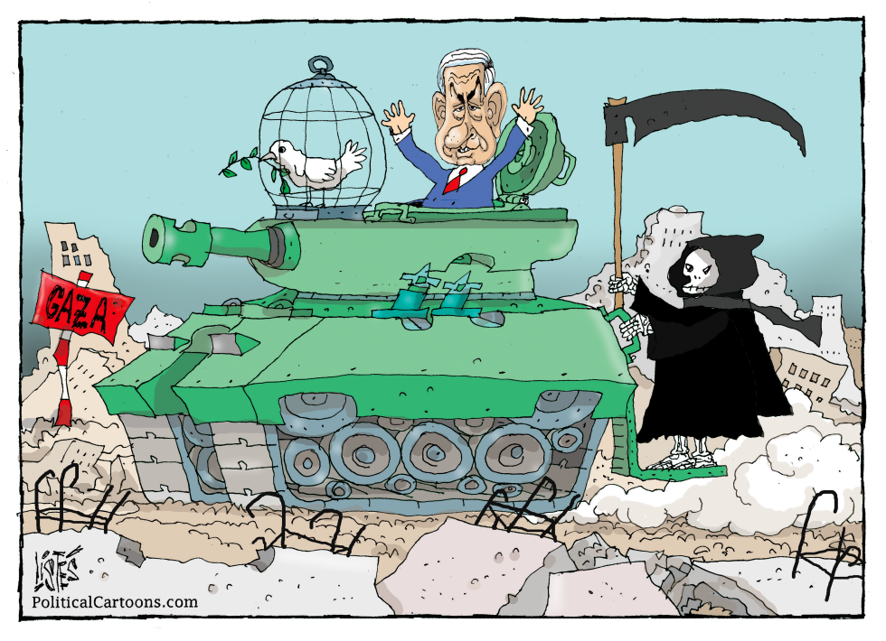 NETANYAHU AND HIS FRIEND PASS THROUGH GAZA