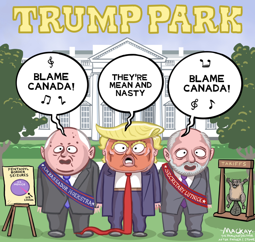 Hoekstra, Trump and Lutnick sing "Blame Canada"