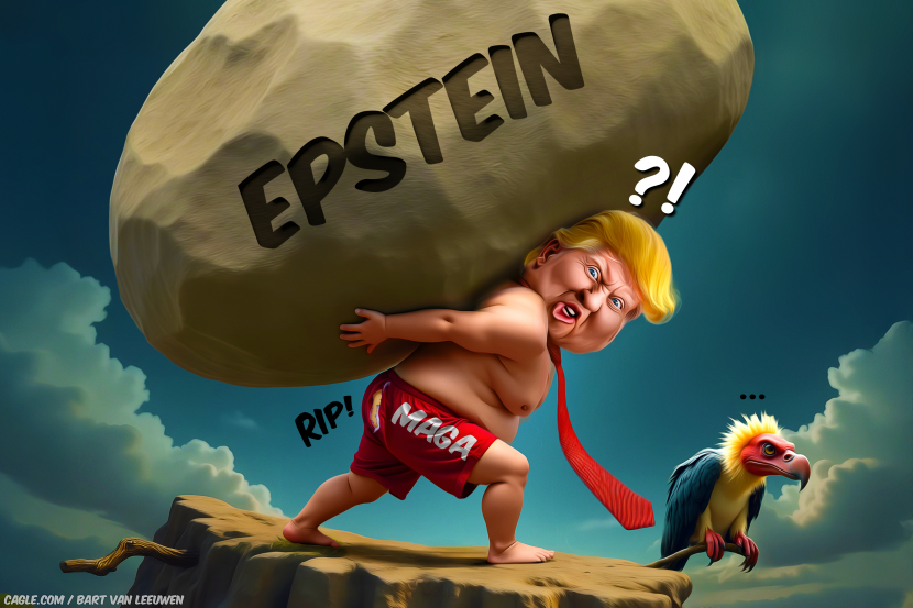Trump carrying big rock on back