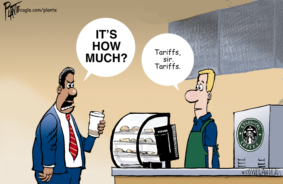 A man reacts to the new price of coffee