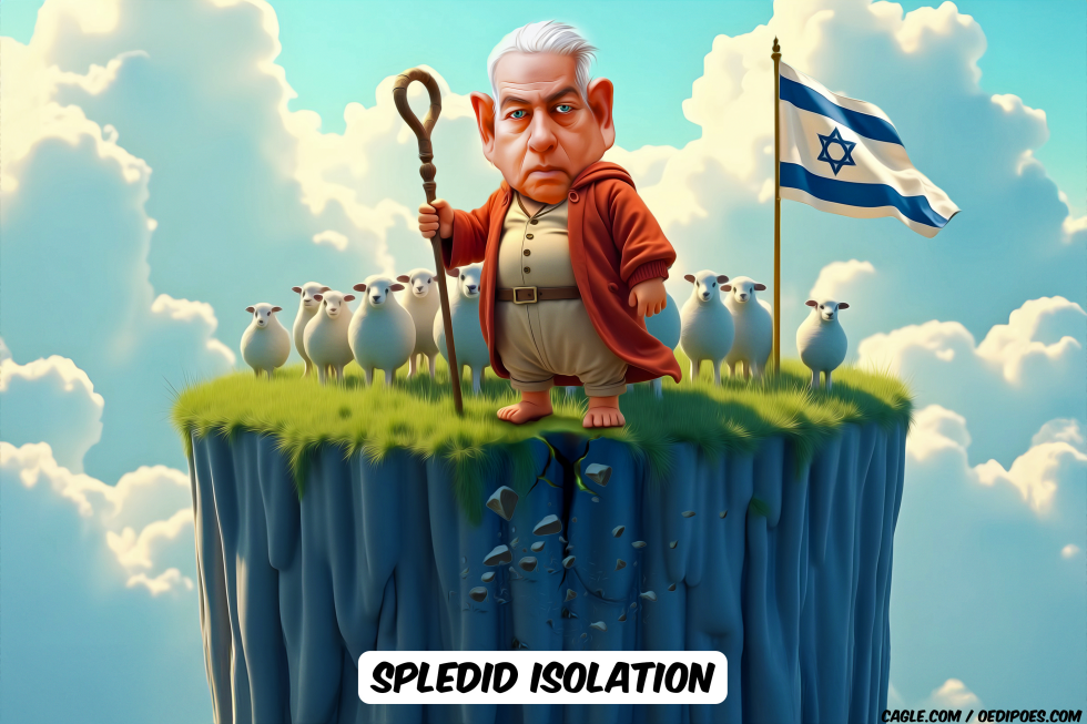 Netanyahu the shepherd on steep mountain