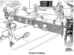 HILLARY CLINTON PLAYS BOTH SIDES OF NET by R.J. Matson