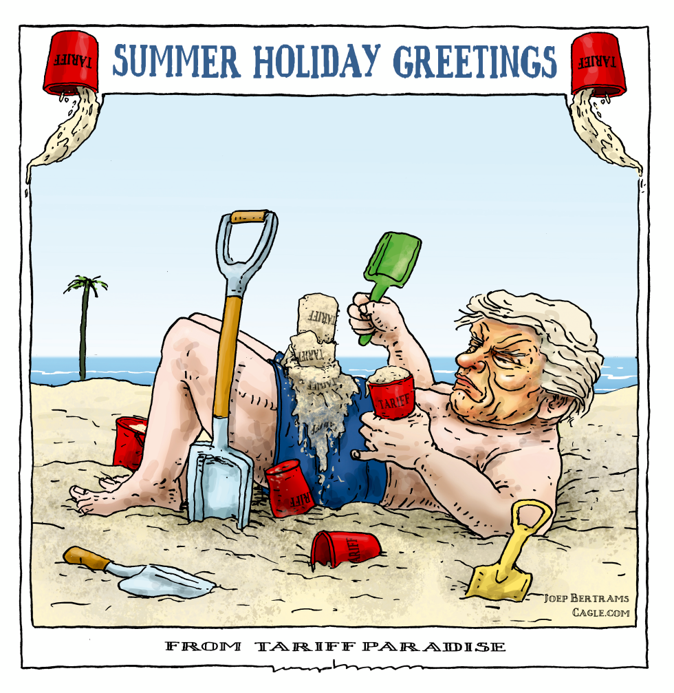 Trump at the beach enjoying tariff building