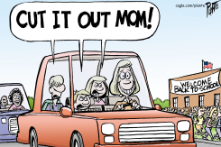 MOM DROPS OFF KIDS TO SCHOOL  by Bruce Plante