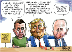TRUMP PUTIN PEACE TALKS IN ALASKA by Dave Whamond
