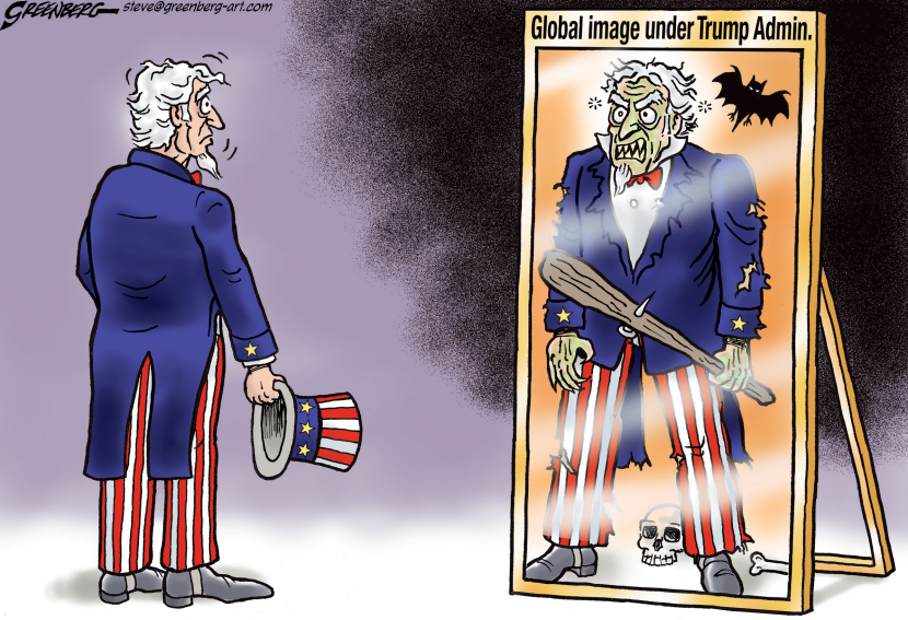 Uncle Sam now sees a horrid reflection in a mirror