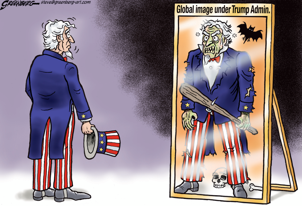 Uncle Sam now sees a horrid reflection in a mirror