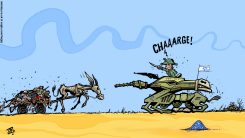 GAZA NETANYAHU WAR CHARGE DONKEY TANK ISRAEL by Emad Hajjaj