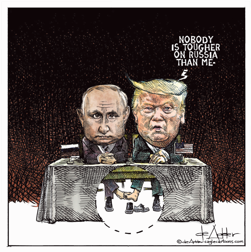 Trump plays footsie with Vladimir Putin