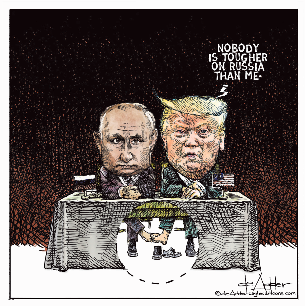 Trump plays footsie with Vladimir Putin
