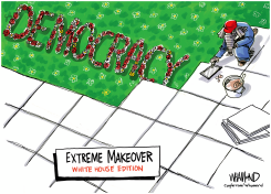 THEY PAVED DEMOCRACY AND PUT UP A PATIO VERSION 2 by Dave Whamond