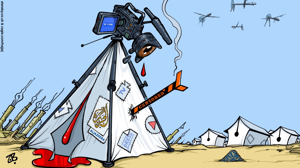 Aljazeerah TV Press Gaza Tent Israel Camera