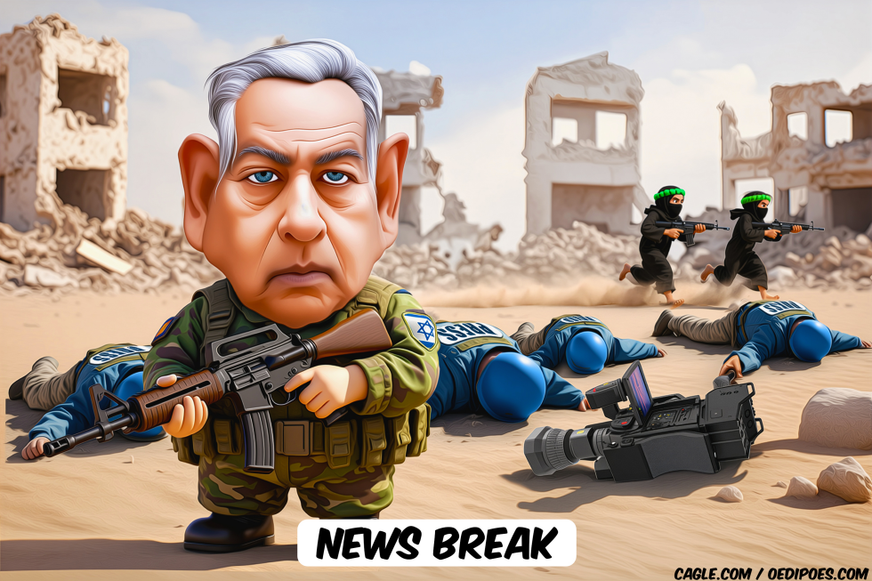 Netanyahu holding gun