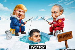 TRUMP AND PUTIN ICE FISHING by Bart van Leeuwen