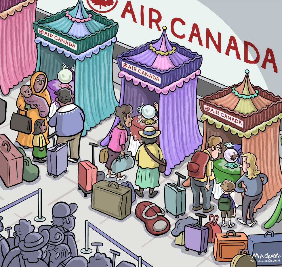 Passengers check-in with Air Canada clairvoyants