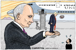 PUTIN HOLDING TRUMP IN THE PALM OF HIS HAND by Monte Wolverton