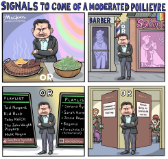 PIERRE POILIEVRE FACES CHOICES SHOWING MODERATION by Graeme MacKay