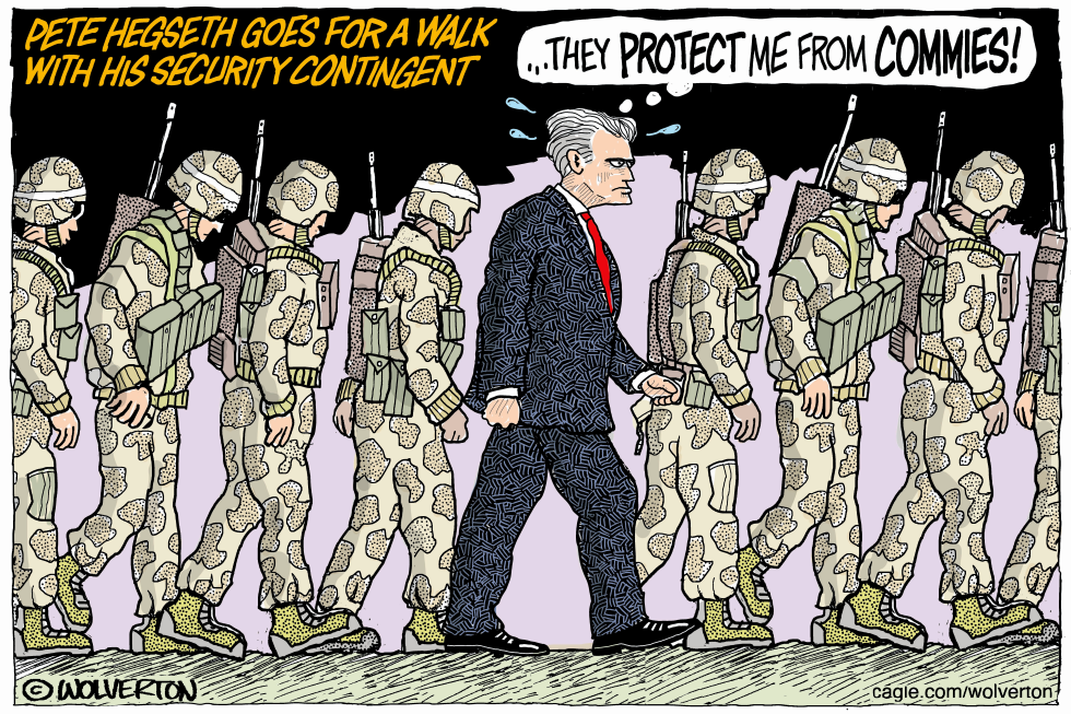 Hegseth Goes for a Walk with Security Contingent